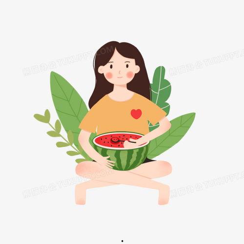 吃瓜的女孩手绘,吃瓜女孩的趣味日常